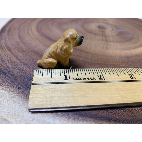 Vintage Miniature Porcelain Spaniel Dog Figurine Brown & Black Hand-Painted Coll - Picture 6 of 8